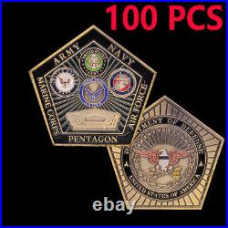 100PCS Force Pentagon Military Challenge Coin Army Navy Marine Corps Air Gift