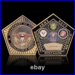 100PCS Force Pentagon Military Challenge Coin Army Navy Marine Corps Air Gift