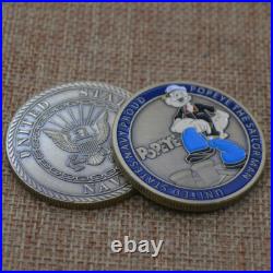 100PCS The Sailor Man Navy Proud Commemorative Challenge Coin Popeye US NAVY