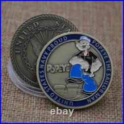 100PCS The Sailor Man Navy Proud Commemorative Challenge Coin Popeye US NAVY
