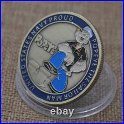 100PCS The Sailor Man Navy Proud Commemorative Challenge Coin Popeye US NAVY