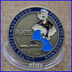 100PCS The Sailor Man Navy Proud Commemorative Challenge Coin Popeye US NAVY