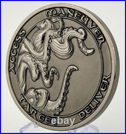 107 Combat Mission Team Challenge Coin Navy Cyber Intel Kraken