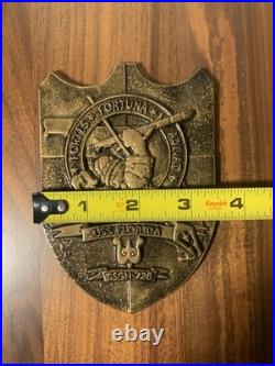 12 Bronze Challenge Coin Crest Submarine Wood Plaque USS Florida SSGN-728 Navy