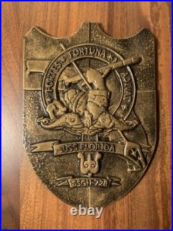 12 Bronze Challenge Coin Crest Submarine Wood Plaque USS Florida SSGN-728 Navy