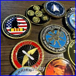 14 x Challenge Coins HUGE Lot Set USAF Navy FBI, NSA, MP Military Sniper & More