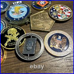 14 x Challenge Coins HUGE Lot Set USAF Navy FBI, NSA, MP Military Sniper & More