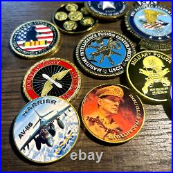 14 x Challenge Coins HUGE Lot Set USAF Navy FBI, NSA, MP Military Sniper & More