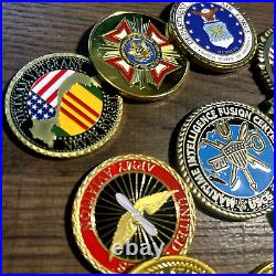 14 x Challenge Coins HUGE Lot Set USAF Navy FBI, NSA, MP Military Sniper & More