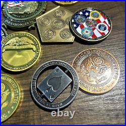 14 x Challenge Coins HUGE Lot Set USAF Navy FBI, NSA, MP Military Sniper & More