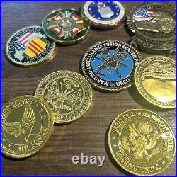14 x Challenge Coins HUGE Lot Set USAF Navy FBI, NSA, MP Military Sniper & More
