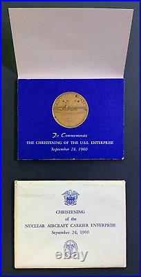 1960 USS ENTERPRISE Christening Coin with Official Holder & Envelope RARE