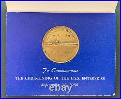 1960 USS ENTERPRISE Christening Coin with Official Holder & Envelope RARE