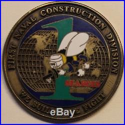 1st Naval Construction Division 2-Star Commanders Seabee CB Navy Challenge Coin