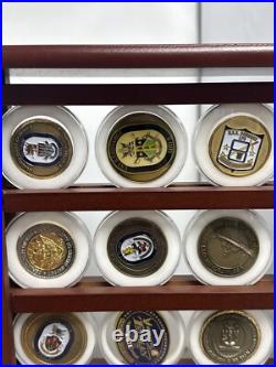 37 US Navy Challenge Coins and Display Case Coins Are Superb Condition JD