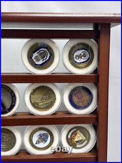 37 US Navy Challenge Coins and Display Case Coins Are Superb Condition JD