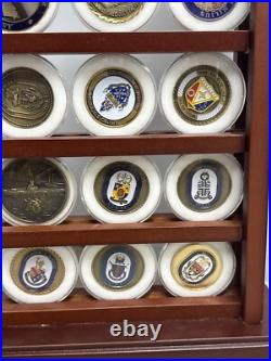 37 US Navy Challenge Coins and Display Case Coins Are Superb Condition JD