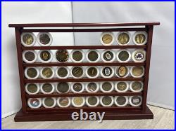 37 US Navy Challenge Coins and Display Case Coins Are Superb Condition JD