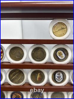 37 US Navy Challenge Coins and Display Case Coins Are Superb Condition JD