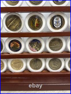 37 US Navy Challenge Coins and Display Case Coins Are Superb Condition JD