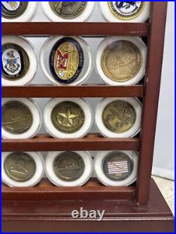 37 US Navy Challenge Coins and Display Case Coins Are Superb Condition JD