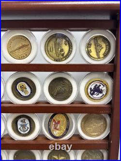 37 US Navy Challenge Coins and Display Case Coins Are Superb Condition JD