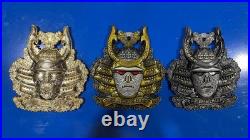 3 Japanese Samurai Helmets USN Chief CPO Challenge Coins