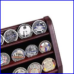 3 Row Challenge Coin Display Stand Rack Military Coin Holder Display Mahogany