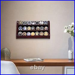 3 Row Challenge Coin Display Stand Rack Military Coin Holder Display Mahogany