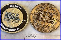 43 Navy Federal challenge coins, 40 of 1 pattern and 3 of another, very good con