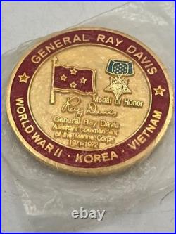 4 Star General Raymond G. Davis USMC MOH Recipient Challenge Coin