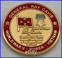 4 Star General Raymond G. Davis USMC MOH Recipient Challenge Coin