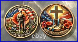 50 Pcs. US Military Veteran Challenge Coin Lest We Forget Army-Navy-USAF-USMC