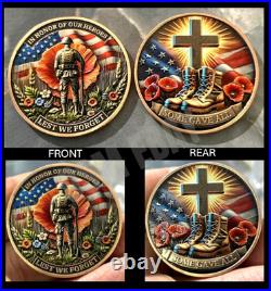 50 Pcs. US Military Veteran Challenge Coin Lest We Forget Army-Navy-USAF-USMC