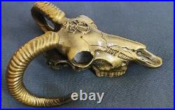 Amazing 3.5 Navy USN Chief CPO Pride Challenge Coin 3D Longhorn Skull Golden