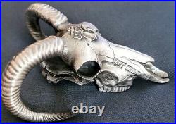 Amazing 3.5 Navy USN Chief CPO Pride Challenge Coin 3D Longhorn Skull Gray
