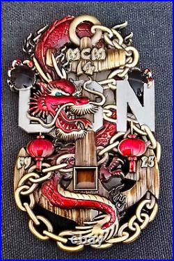 Amazing 3.5 Navy USN Chiefs Mess CPO Challenge Coin USS Chief (MCM-14) 2024