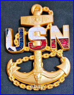 Amazing 3.5 Navy USN Chiefs Pride CPO Challenge Coin Texas Anchor