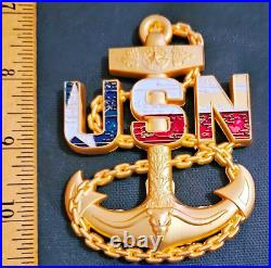 Amazing 3.5 Navy USN Chiefs Pride CPO Challenge Coin Texas Anchor