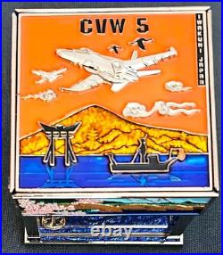 Amazing 3 Navy USN Aviation Unit Challenge Coin Hatbox CVW-5