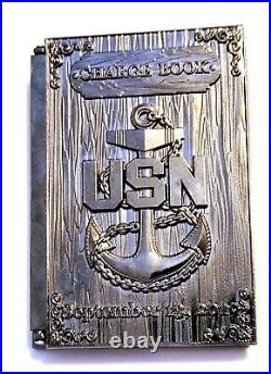 Amazing 3 Navy USN Chief CPO Pride Challenge Coin Hinged Chargebook Spawar
