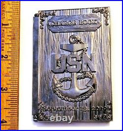 Amazing 3 Navy USN Chief CPO Pride Challenge Coin Hinged Chargebook Spawar