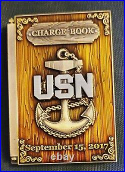 Amazing 3 Navy USN Chief CPO Pride Challenge Coin Hinged Chargebook Spawar OG