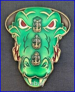 Amazing 3 Navy USN Chief Pride CPO Challenge Coin New Orleans Skull Gator