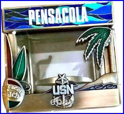 Amazing 3 Navy USN Chiefs Mess CPO Challenge Coin Pensacola Hat Box