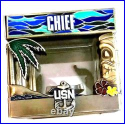 Amazing 3 Navy USN Chiefs Mess CPO Challenge Coin Pensacola Hat Box