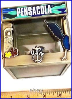 Amazing 3 Navy USN Chiefs Mess CPO Challenge Coin Pensacola Hat Box