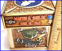 Amazing 3 Navy USN Rating Pride Challenge Coin SEABEES Hatbox Hat Box