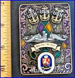 Amazing 3 USN Navy Chiefs Mess ERO/CPO Challenge Coin USS Louisiana (SSBN-743)