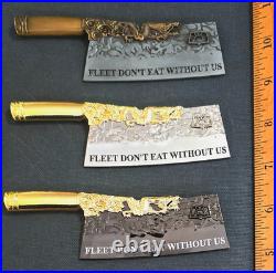 Amazing 3pc Set 4.5 USN Navy CS/MS Cleaver Rating Pride Challenge Coins